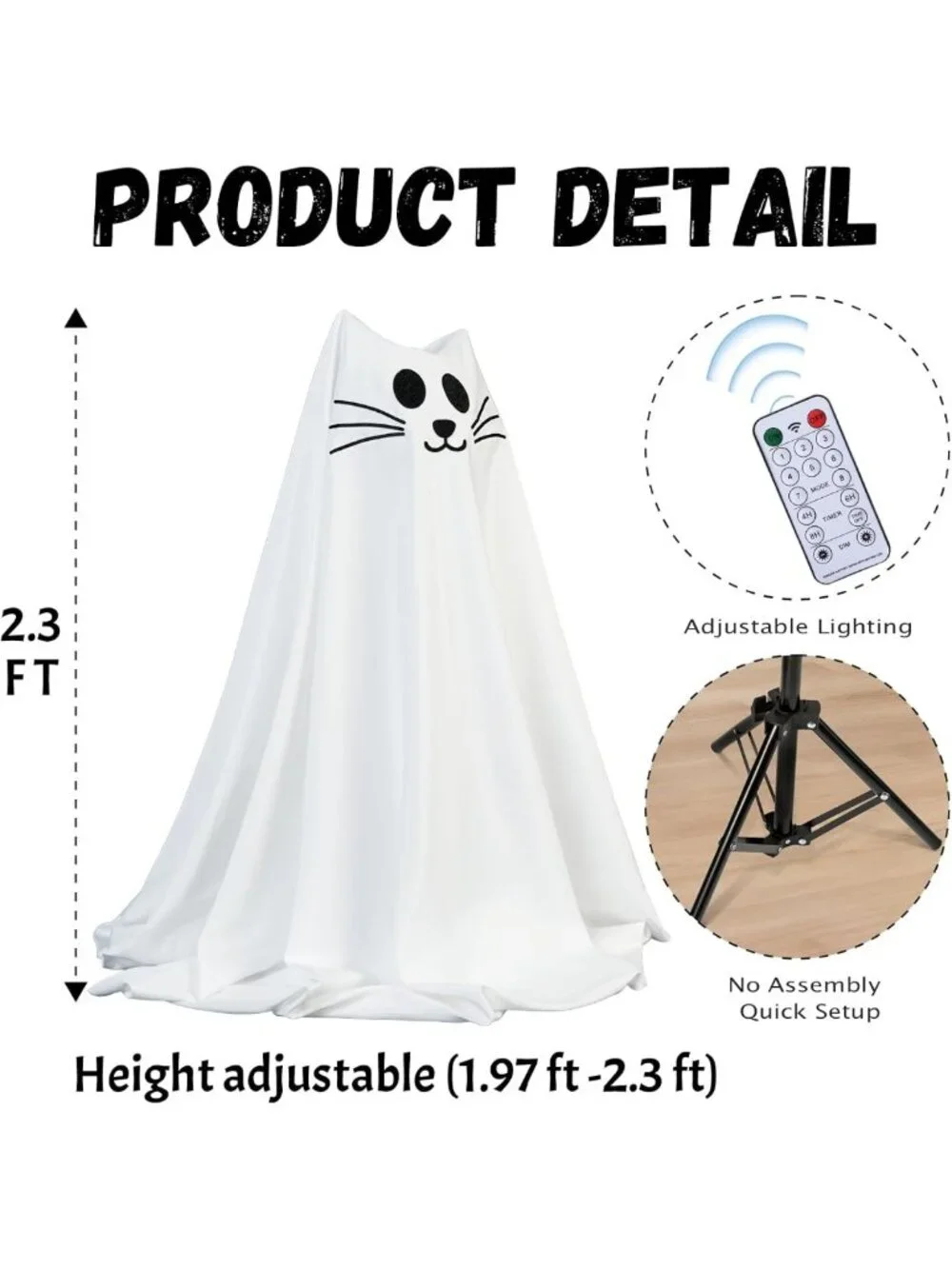 Spooky Ghost Cat Decor - 2 Pack Halloween Indoor Decorations for Parties